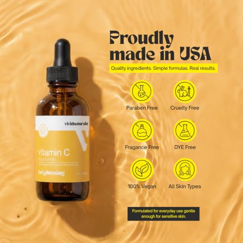 Vitamin C Serum For Face With Hyaluronic and Ferulic Acid 60ml Made In USA - Lightweight Non-Sticky Vit C Serum Face for Hydrating Brighter Smooth Fresh Skin Glow Fast Absorbing
