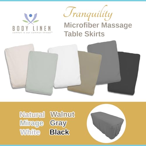 Body Linen Microfiber Massage Table Skirt - Soft Stain-Resistant Cover (Natural)