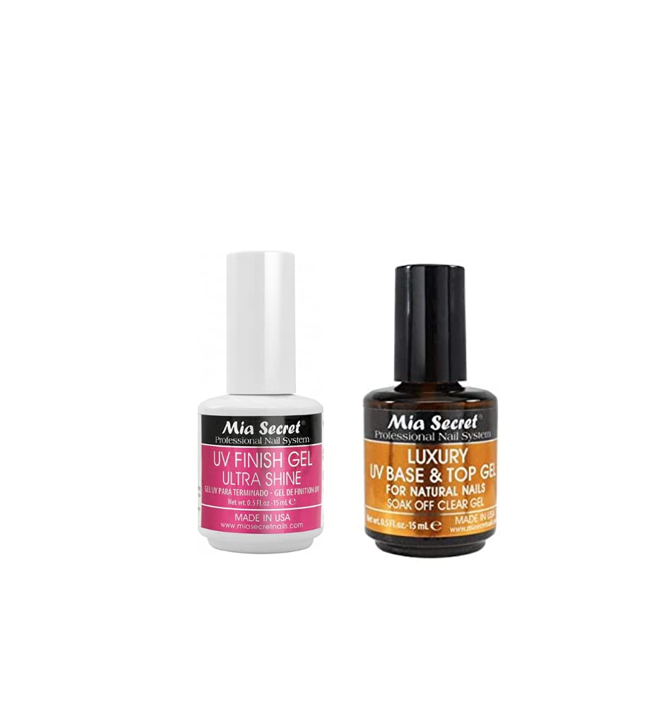 Mia Secret UV Finish Gel Ultra Shine 0.5 oz (FG-01) Luxury UV Base & Top Gel 0.5 oz (FGN-02)