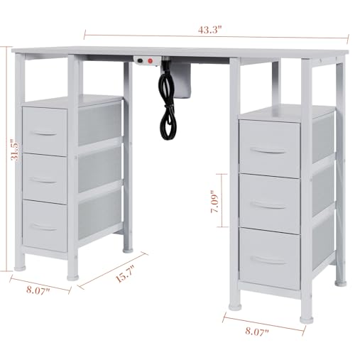 Manicure Table with Electric Dust Collector & 6 Drawers