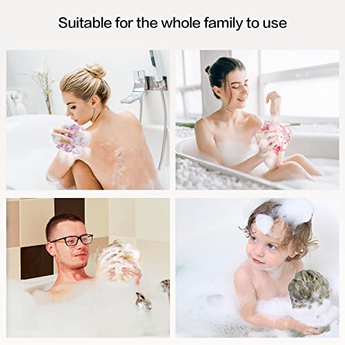 Fishent Loofah Bath Sponge 4 Pack - Soft Exfoliating Body Scrubber