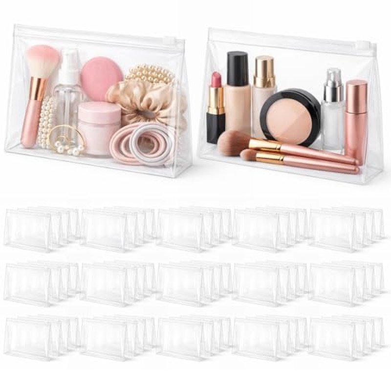 Clear Makeup Bags with Zipper, 60 Pack - EVA Cosmetic Organizer