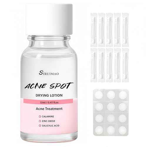 Premium Acne Spot Drying Lotion with Swab, Overnight Acne Treatment For Face, Dry Out Pimples, Blemishes, Zits And Clean Pores, 12ml / 0.41 FlOz