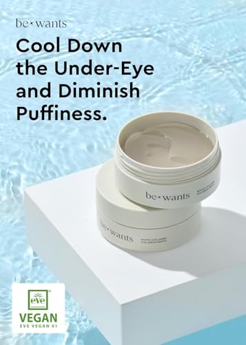 BE+WANTS Under Eye Patches for Puffy Eyes & Dark Circles, Collagen & Hyaluronic Acid, 60 Patches