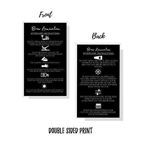 Brow Lamination Aftercare Cards 50 Pack 2x3.5" Business Size