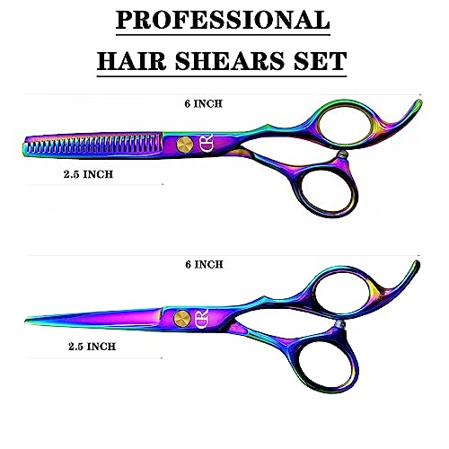 Professional Hair Cutting Shears Set,6 Inch Barber Hair Cutting Scissors Kit,Hairdressing Thinning Shears for Hair Cutting,Sharp Blades Haircut Scissors Kit for Women/Men/Kids 420c Stainless Steel