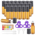 Easytle Essential Oil Roller Bottles 5ml, 24 Pack Amber Glass