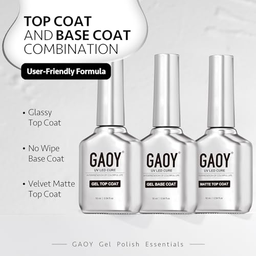 GAOY 16ml Gel Top Coat Matte & Gloss Set - Long-Lasting UV Nail Finish
