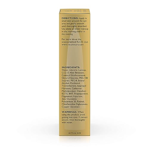 RoC Retinol Correxion Under Eye Cream for Dark Circles & Puffiness, Daily Wrinkle Cream, Anti Aging Line Smoothing Skin Care Treatment for Women and Men, 0.5 oz (Packaging May Vary)