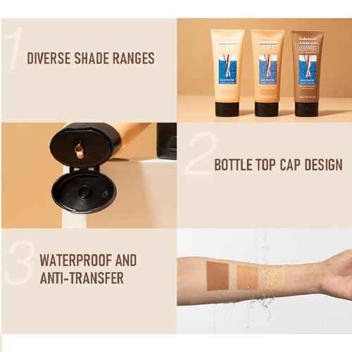 Leg Makeup Waterproof No Transfer,Leg and Body Scar Cover up,Tattoo Cover Up Makeup Waterproof,Long Last Body Foundation (2# Medium Golw, 4 FL OZ)