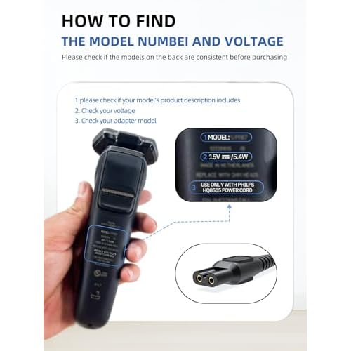 K-Mains 15V Charger Cord Fit for Philips HQ8505 Power Cord Fit for Norelco Series 3000 5000 6000 7000 9000 MG5750 MG7750 MG7790 Phillips Aquatec Arcitec Multigroom Shaver Electric Razor Beard Trimmer