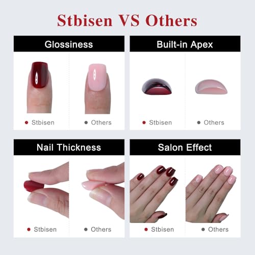 Stbisen 65-Polka French Charm Short Almond Press On Nails 32Pcs - Brown Polka Dot