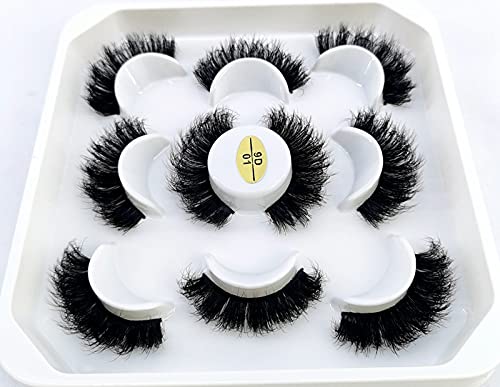 5 Pairs 25mm 3D Mink Lashes - Natural False Eyelashes
