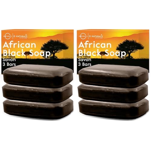 O NATURALS 6-Pack Organic Soap Bar 4oz each Set - 100% Vegan Cold Process Body Wash Scented Premium Essential Handmade Soap - Natural Soaps for Men Women, Face, Body - African Black