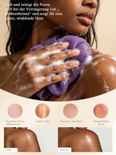 African Net Sponge 4 Pack - 45" Exfoliating Bath Scrubber