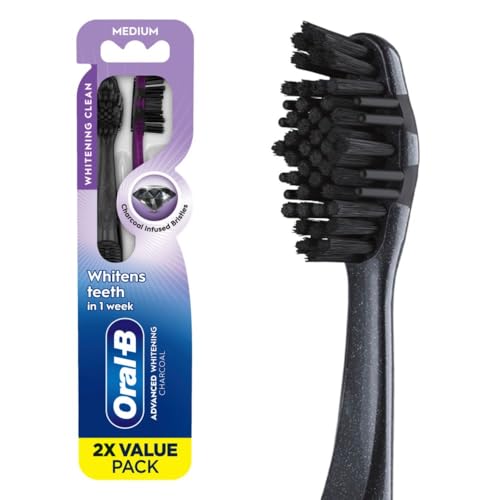 Oral-B 3D White Charcoal Manual Toothbrush 2-Pack, Medium