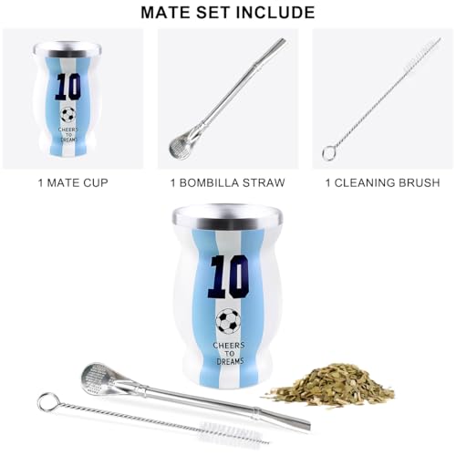 Argentina No. 10 Mate Cup Set - Double-Wall Stainless Steel