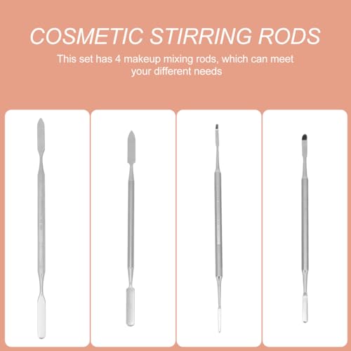 4-Piece Stainless Steel Makeup Spatula Set for Mixing Cosmetics