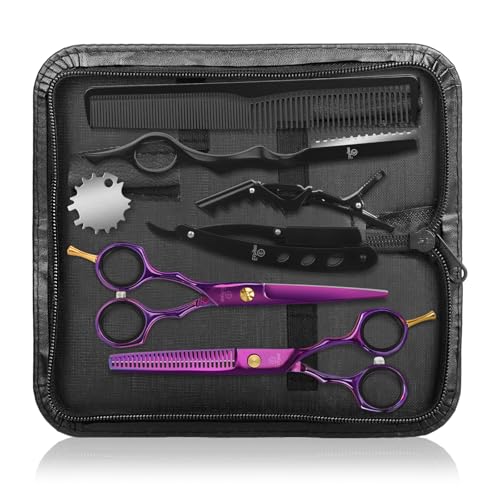 Professional Hair Cutting Scissors Set - 9 PCS with 6.5" Thinning & Straight Shears