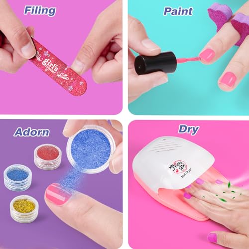 Kids Foot Spa and Nail Kit Set - Spa Day Kit for Girls, Includes Foot Soak Tub and Nail Dryer, Perfect Gift for Ages 5-12