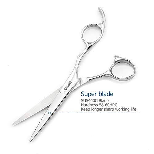 5.5" Professional Hair Scissors Barber Scissors Haircut Scissors Hair Cutting Scissors Hairdresser Scissors 440C Hair Shears Blind Hole Convex Edge KINSARO