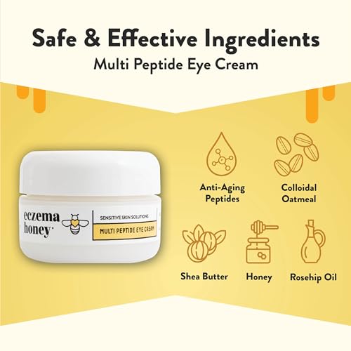 ECZEMA HONEY Multi Peptide Eye Cream - Anti Aging Eye Cream for Dark Circles & Puffiness - Facial Skin Care Products for Eczema, Dry & Sensitive Skin (0.5 Oz) (Pack of 2)