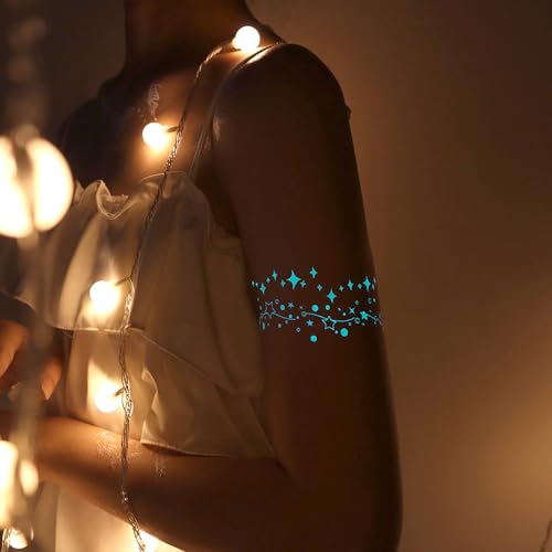 Glow in the Dark Temporary Tattoos | 10 Sheet Luminous Fake Tattoo Stickers