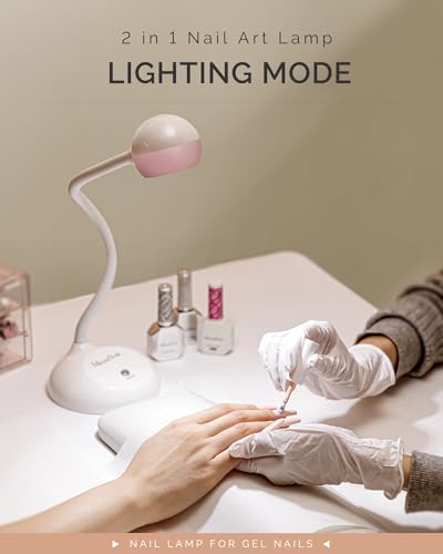 MelodySusie 360° Gooseneck Nail Lamp S-Pro09M Cherry Blossom Pink – Rechargeable UV/LED for Precise Gel Curing