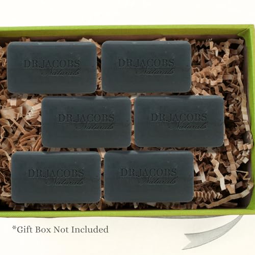 Dr Jacobs Naturals, Triple Milled Loofah Exfoliating Castile Bar Soap (Pack of 6) - Free of Parabens, Sulfates, Synthetics, Gltuen and GMO (Muddy Charcoal)