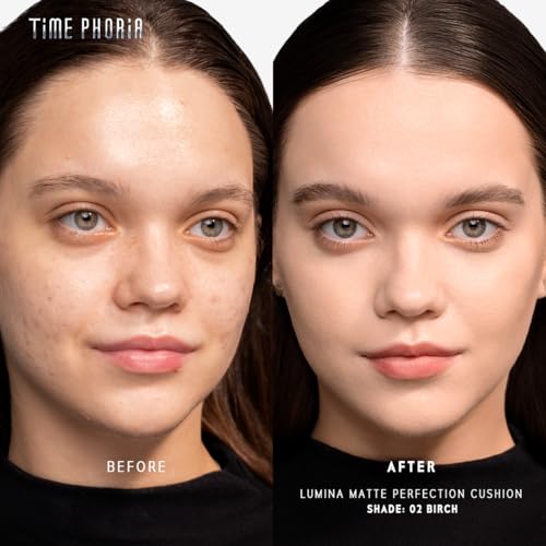 Timeless Lumina Matte Cover Cushion Foundation -02 Birch, Full Coverage Air Cushion, Lightweight & Natural Flawless Matte Finish, 12H Oil Control, Long-Lasting, Waterproof, Sweatproof