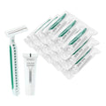 Disposable Razors in Bulk Pack of 120,Green Disposable Shaving Razor Individual Wrapped Twin Blade Bulk Disposable Razors with Clear Cap and 10g Shaving Cream for Homeless,Hotel,Travel,Charity,Shelter