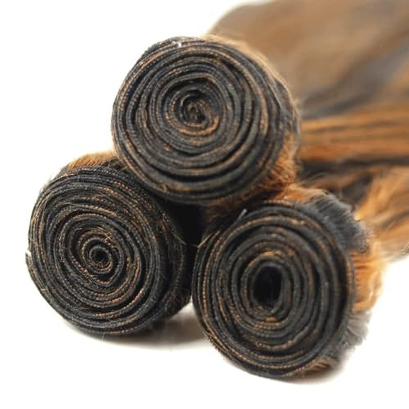 1B30 Brown Straight Human Hair Bundles - 18, 20, 22 Inch