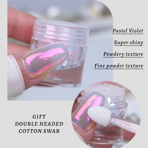 BEAUTNICE mermaid aurora Chrome Nail Powder - Glazed Donut Mirror Effect Holographic, 0.5g
