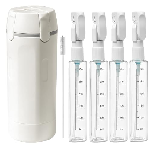 HABSKT White 4-in-1 Travel Dispenser with Pump - Refillable Toiletry Bottles Set