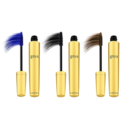 Vegan Black & brown & Blue Mascara for Sensitive Eyes, Natural Hypoallergenic mascara, Natural Looking, Cruelty Free, Ophthalmologist Tested- By Gaya cosmetics