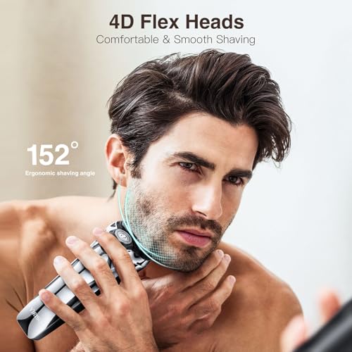 Electric Razor for Men, 90Min Long-Lasting Shaver with 4D Floating Head & LCD Display, Ultra Smooth for Sensitive Skin, IPX6 Waterproof, USB-C Fast Charge, with Travel Case - Ideal Gift