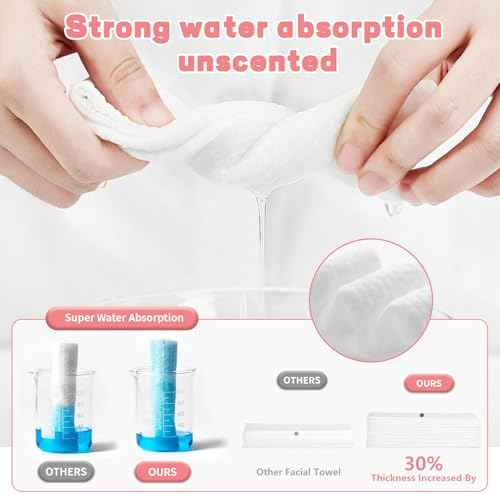 100 Count Disposable Face Towel, Ultra Soft & Thick Washcloths, Biodegradable Facial Towels for Sensitive Skin, Makeup Remover Dry Wipes, Lint-Free Towelettes for Cleansing