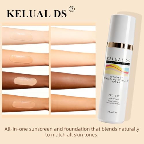 KELUAL DS Tinted Sunscreen SPF 46 - Anti-Aging Moisturizer, 1.7oz