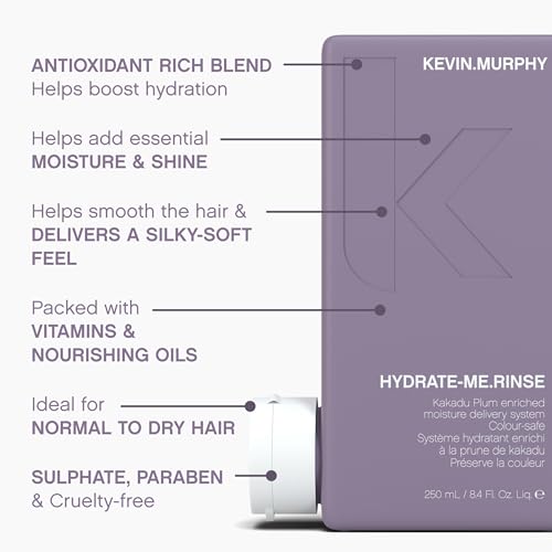 KEVIN.MURPHY HYDRATE-ME.RINSE - Moisturising Conditioner - For Normal & Dry Hair - Hair Repair - Colour Safe Conditioner - With Antioxidant Blend & Kakadu Plum - 250 mL / 8.4 fl oz (Pack of 2)