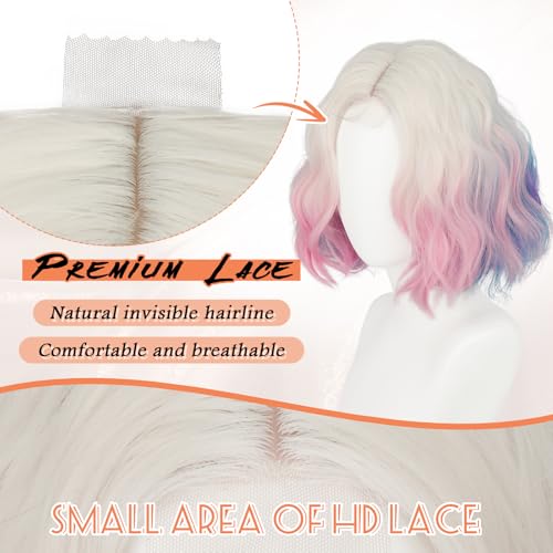 Haloo Rainbow Bob Wig - 11" Short Curly Lace Front