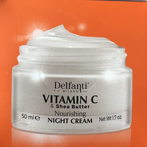 Delfanti-Milano ? VITAMIN C & SHEA BUTTER ? Nourishing Night Cream ? Face and Neck Moisturizer ? Made in Italy