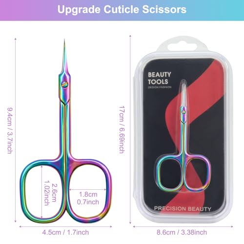 CGBE Cuticle Scissors Extra Fine Curved Blade, Super Slim Scissors for Cuticles Manicure Small Scissors with Precise Pointed Tip Grooming Blades, Eyebrow, Eyelash, and Dry Skin (Square Handle - Gold)