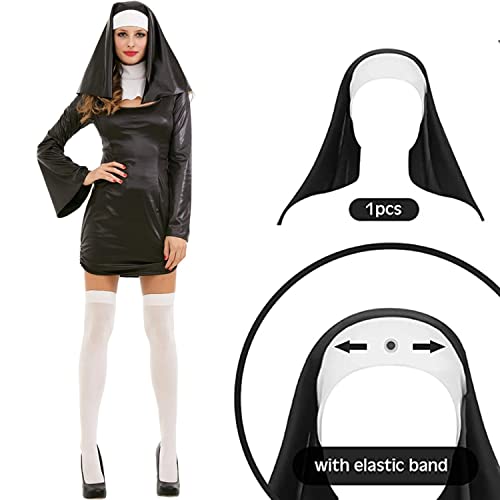 Halloween Nun Costume Accessories Set with Face Tattoo