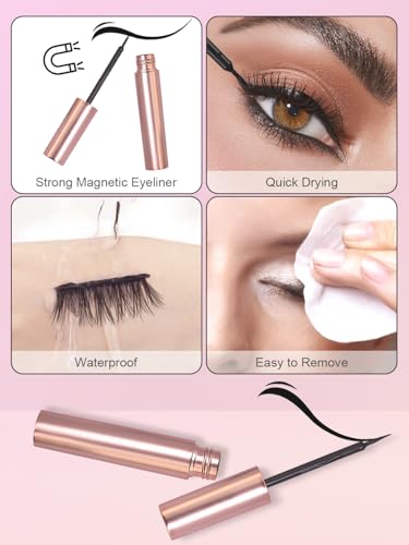 Magnetic Eyelashes Kit with Eyeliner - 5 Pairs Reusable Lashes