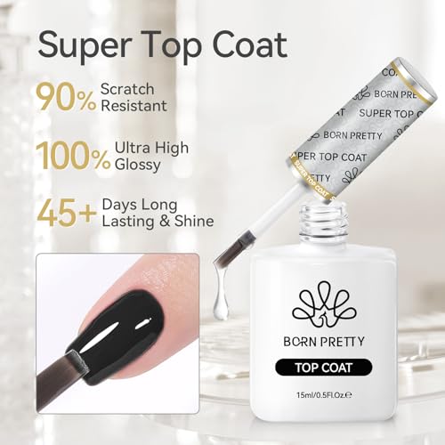 BORN PRETTY No Wipe Gel Top and Base Coat Set - 15ml Long Lasting