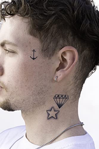 Temporary Tattoos 8-Piece Set – Microphone, Dollar, Anchor