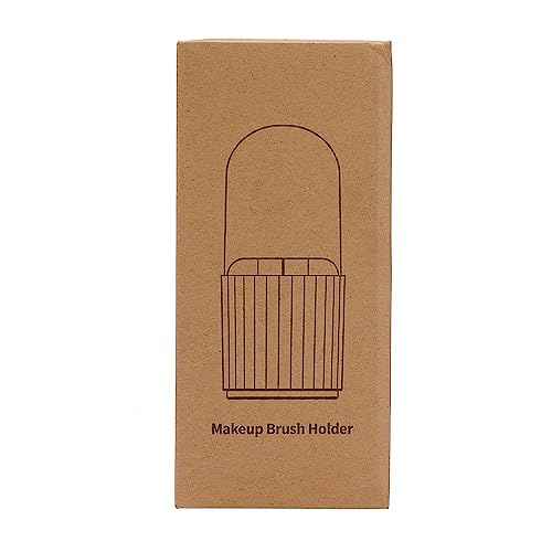 JessLab Makeup Brush Holder Organizer with Lid, 360 Degree Rotatable Makeup Brush Organizer Spinning Cosmetics Holders Brush Storage Box Display for Bathroom Vanity Countertop, White