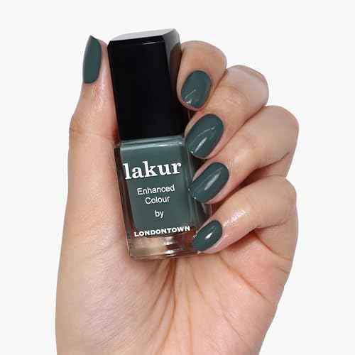 LONDONTOWN lakur Nail Polish - Chip-Resistant, Non-Toxic, Conditions & Hydrates Nails | Glossy Olive Green, Velvet Drapes, .40 fl oz
