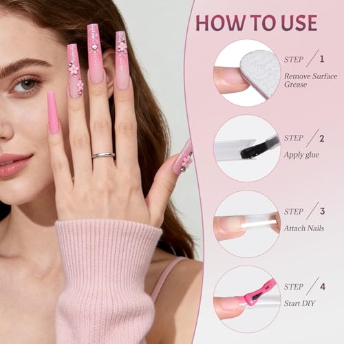 600PCS No C Curve Clear Acrylic Nail Tips - 12 Sizes XXXL