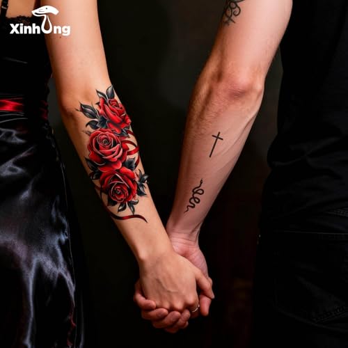 Temporary Tattoos for Adults – 8 Sheets Waterproof Black 3D Fake Tattoo Stickers
